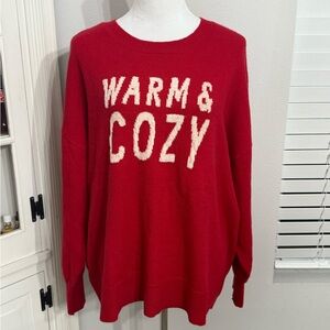 LOFT Vibrant Red Crew Neck Sweater